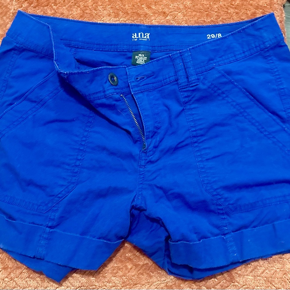 a.n.a Women's Vibrant Blue Cargo Shorts